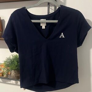 Maeve Anthropologie Cropped V-Neck Tee